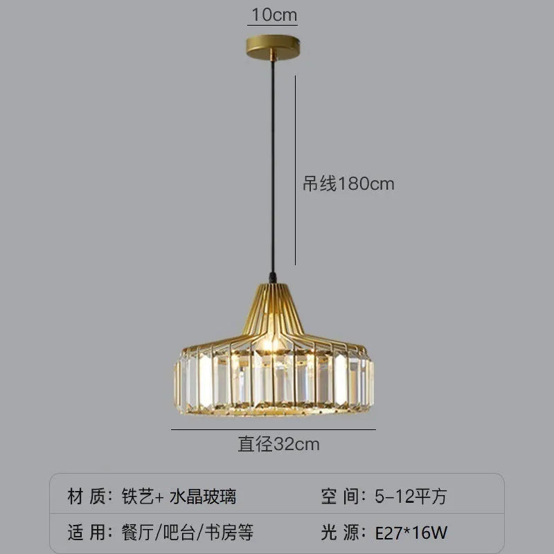 Modern crystal bedside lamp with light luxury chandelier design in black finish