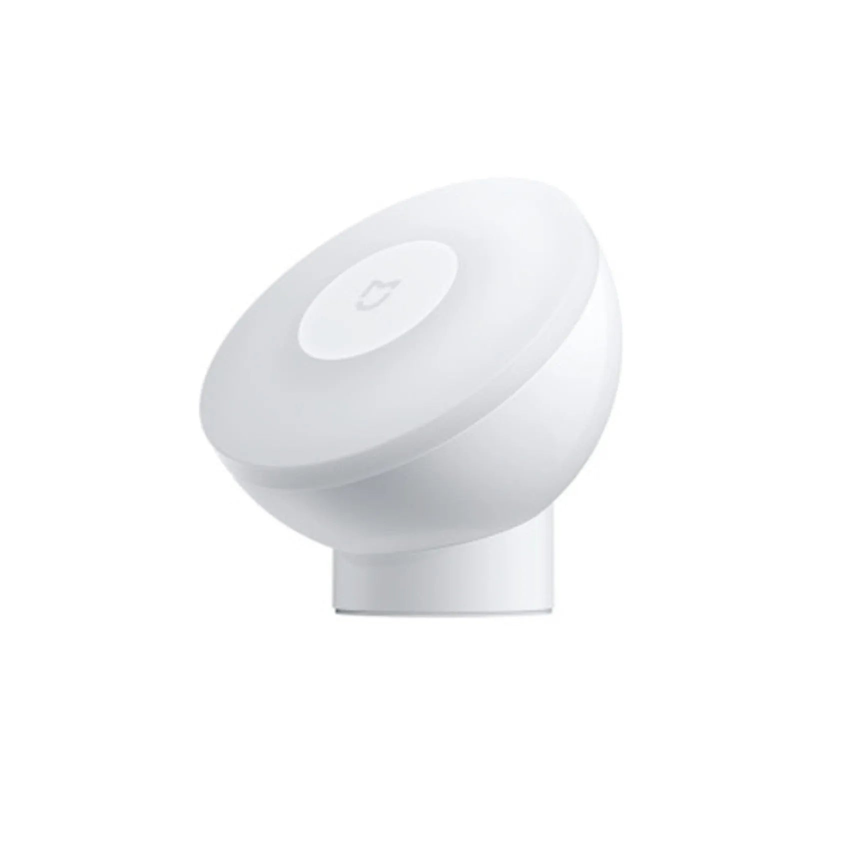 White Mijia Bluetooth bedside night light with human body induction on a wooden table.