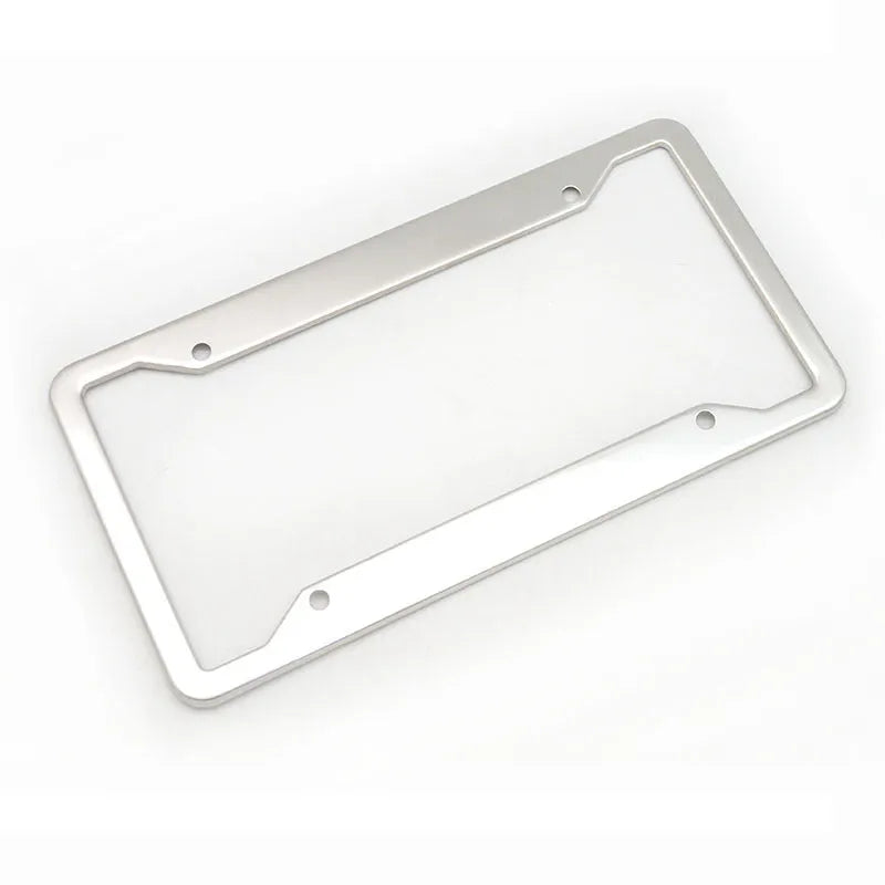 Aluminium alloy license plate frame in black, light grey, silver, or stainless steel finishes