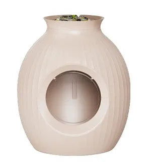 Flower pot style fully enclosed deodorant oversized ABS plastic litter box in gray, 485mm