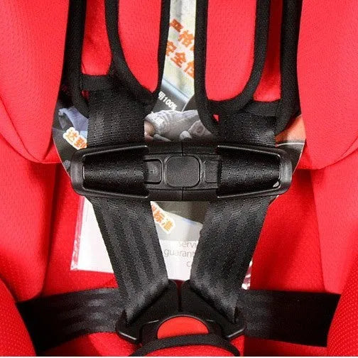 Black nylon PA66 buckle clip for child safety seat 5-point harness, size 14.5x4cm