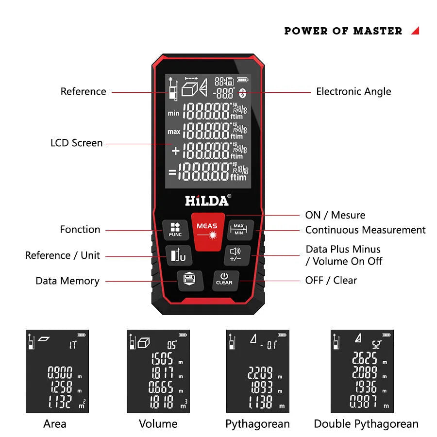Laser rangefinder distance measuring tool with plastic housing for 100m or 120m maximum range measurement