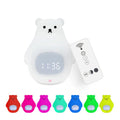 White silicone night light shaped as a cartoon bear with multi-colour LED illumination