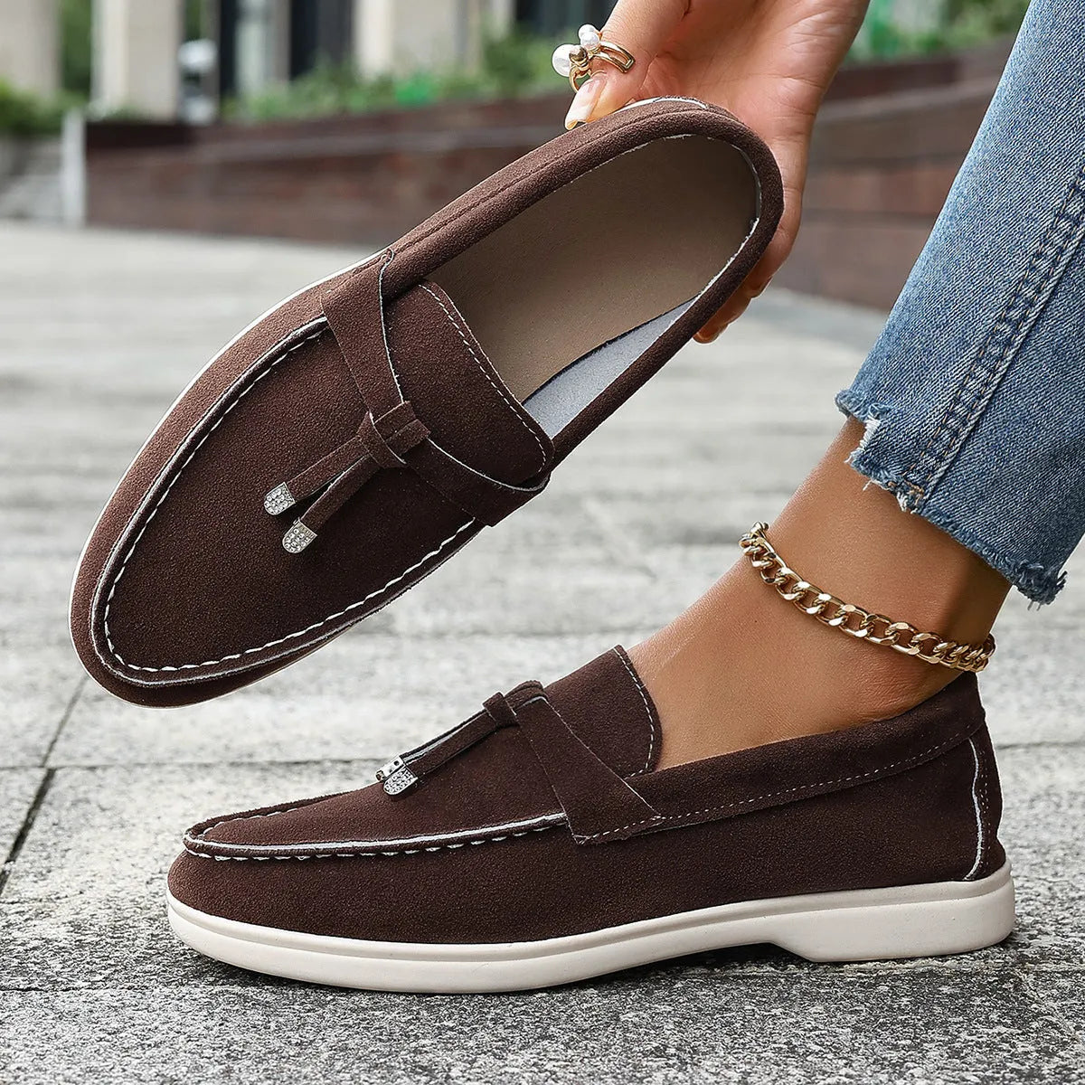 Men's casual canvas slip-on loafers with a platform sole in black, apricot, and brown colours.