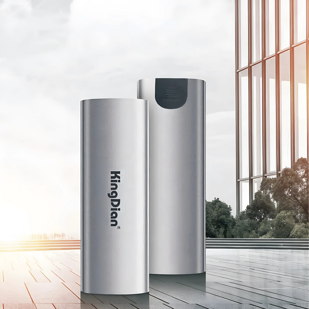Grey aluminium mobile SSD with USB 3.0 connector for smartphone direct connection