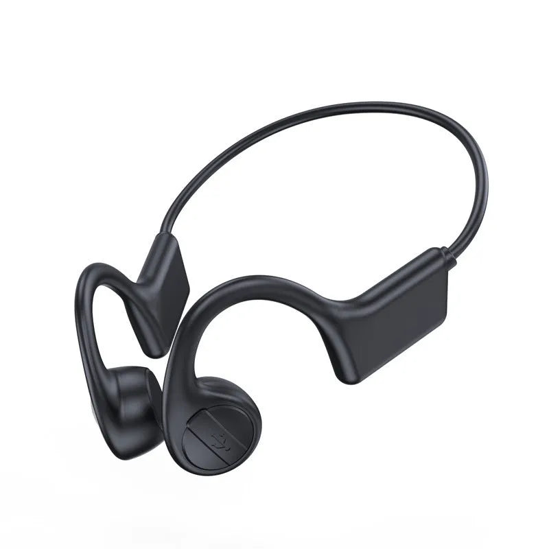 Real bone conduction Bluetooth headset in Black Top Version with ABS material and non-in-ear design
