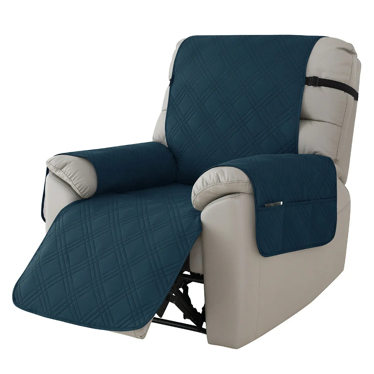 Quilted waterproof sofa cover for Chivas massage chair in burgundy colour with three-line stitching pattern
