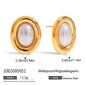 Stainless steel vintage pearl stud earrings for women with electroplated fade-resistant finish