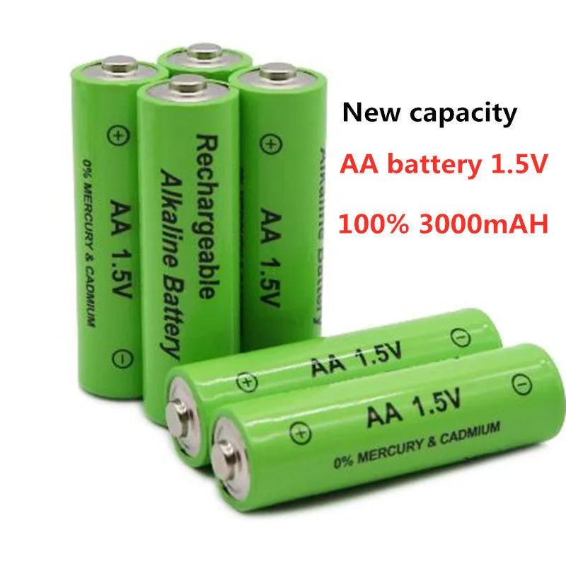 Green coloured 3000mAh rechargeable alkaline AA battery