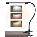 Black and white LED desk lamp with USB cable, 26 cm length, for student dormitory study