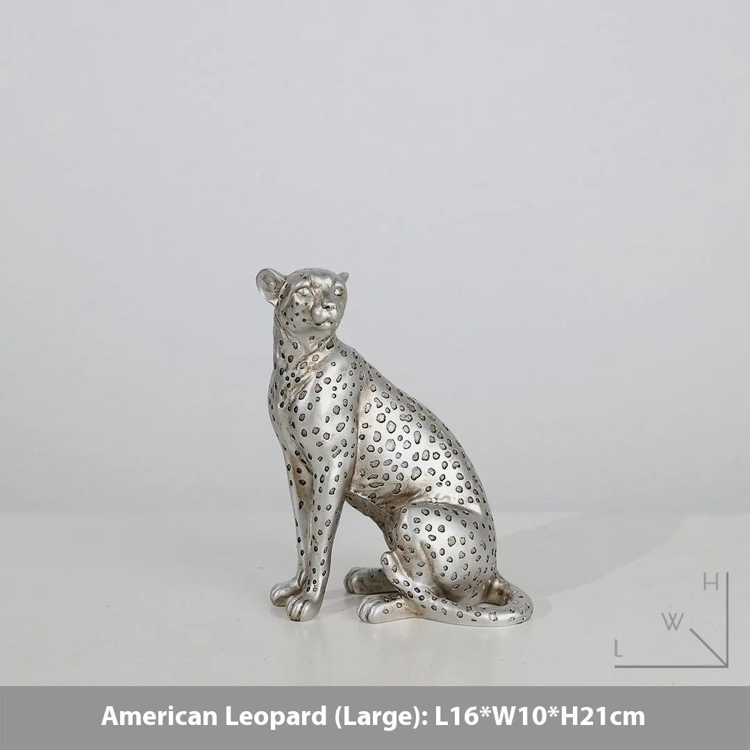 Modern American Leopard resin ornament in large, small, and walking posture variants.