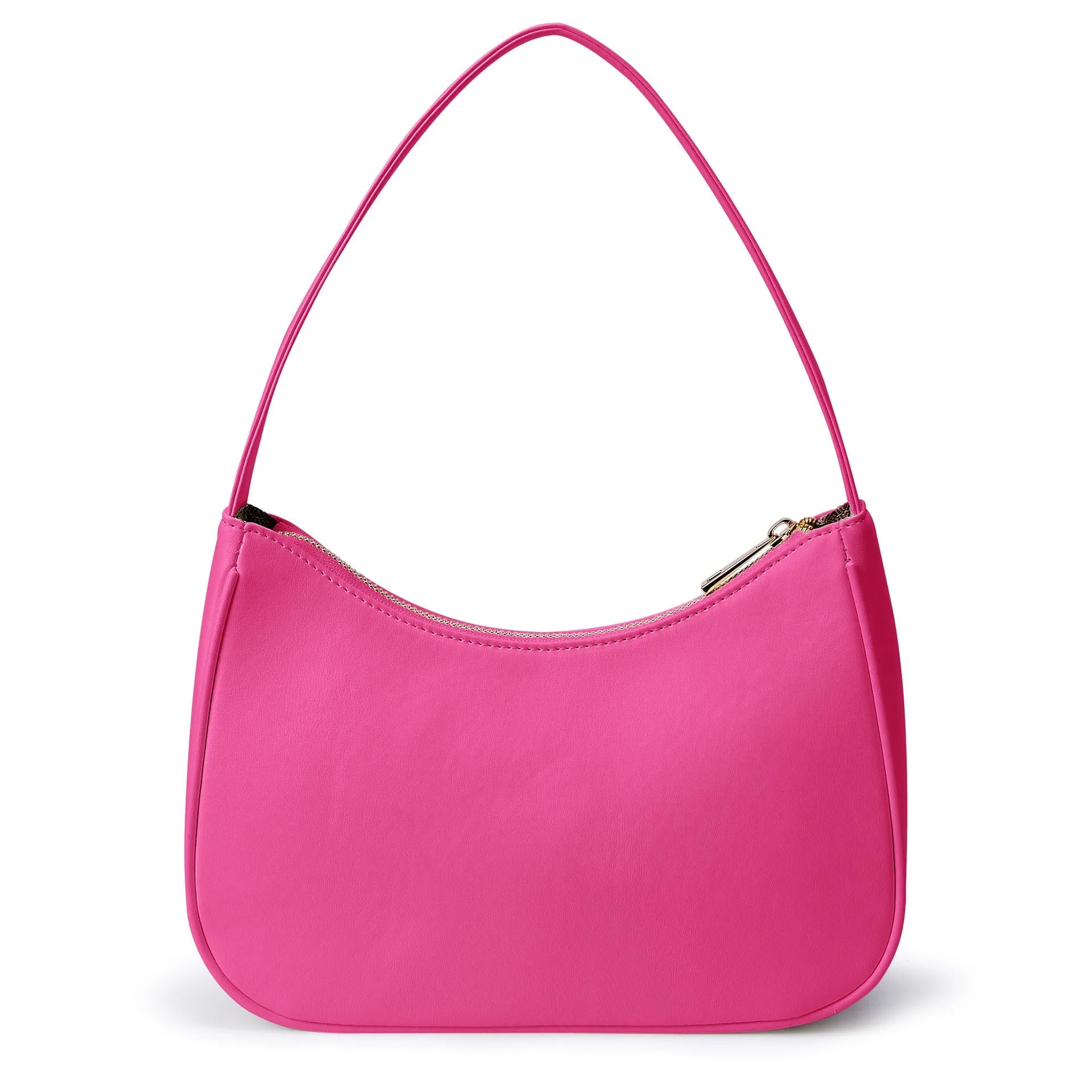 Simple retro waterproof PU shoulder bag with adjustable strap shown in a selection of colours.