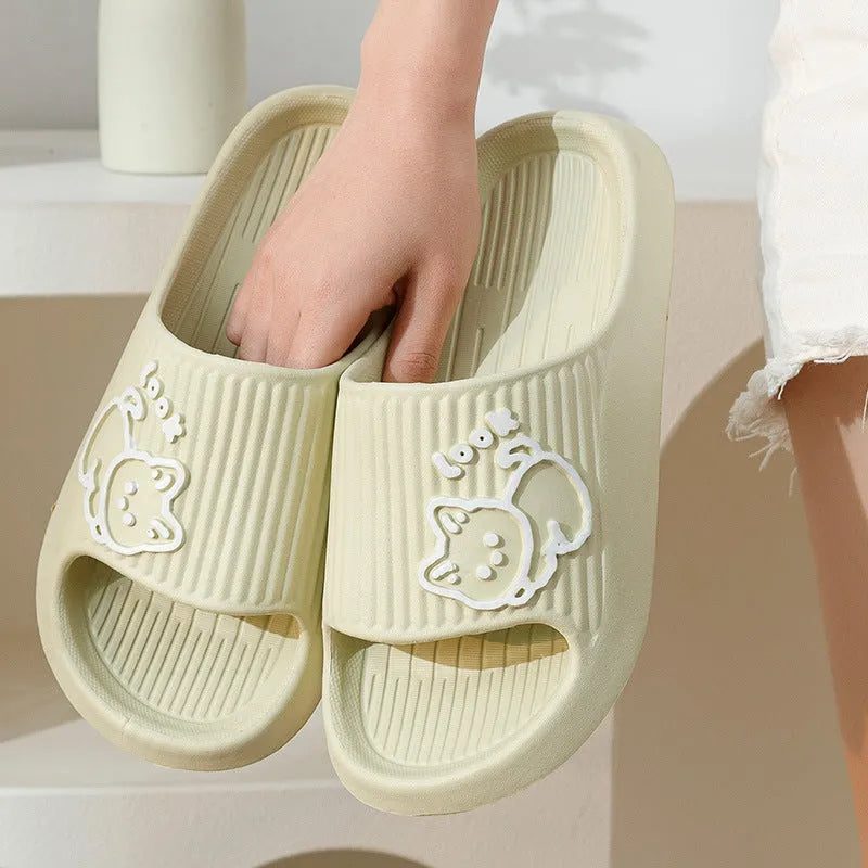 Women's cat design platform slippers with thick EVA sole in multiple colour options