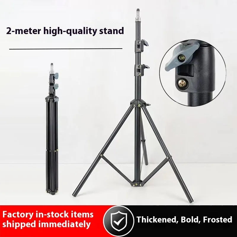 Photography light stand tripod with mobile phone holder in frosted finish