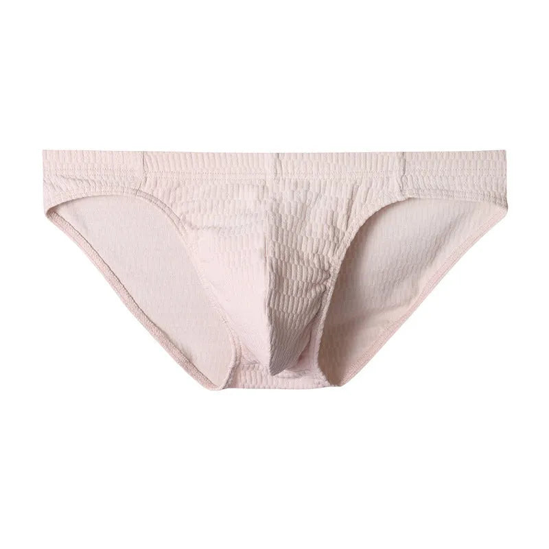 Men's solid colour cotton briefs with a mid waist and triangle design.