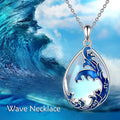 Blue heart-shaped pendant necklace with alloy chain on display