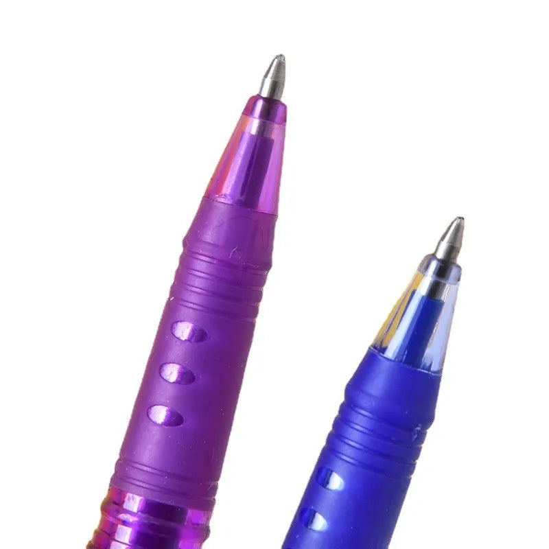 Heat-erasable gel pen set with plastic shells and stainless steel nibs in multiple colours for office writing