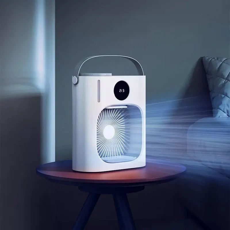 White USB refrigeration air conditioner fan with brushless motor and timing screen display
