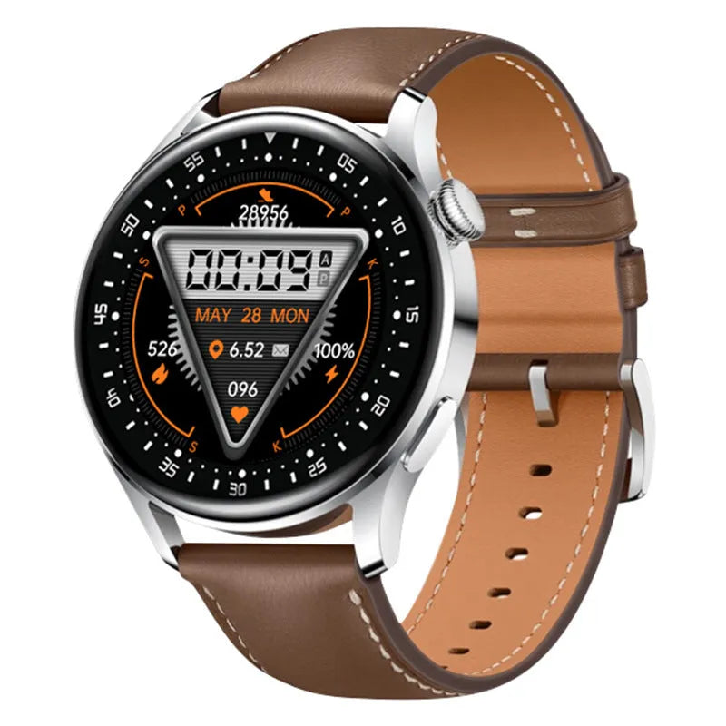 Smart health monitoring watch with 1.32 inch screen on silicone wristband in leather finish