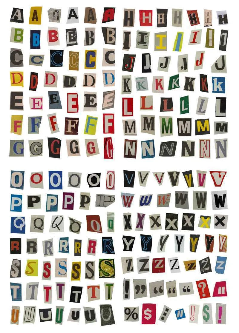 Set of printed English letter, number, and weekly word decoration stickers in assorted colours, laid out flat.