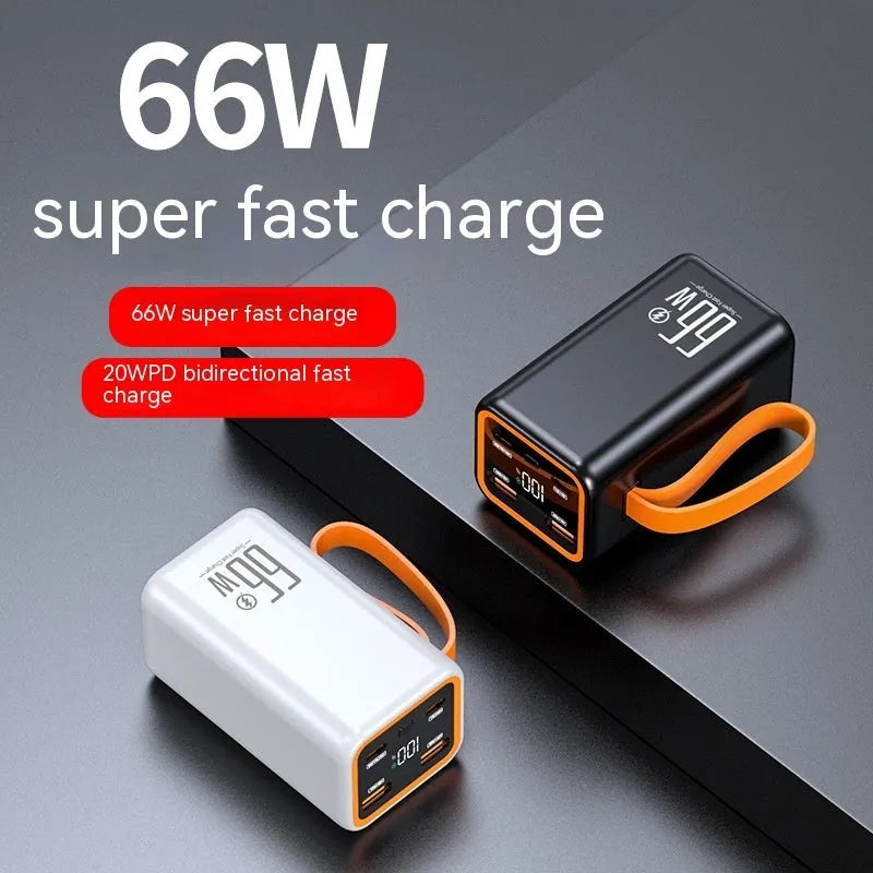 Black or white PD66W fast charge 20000 mAh portable power bank with creative design