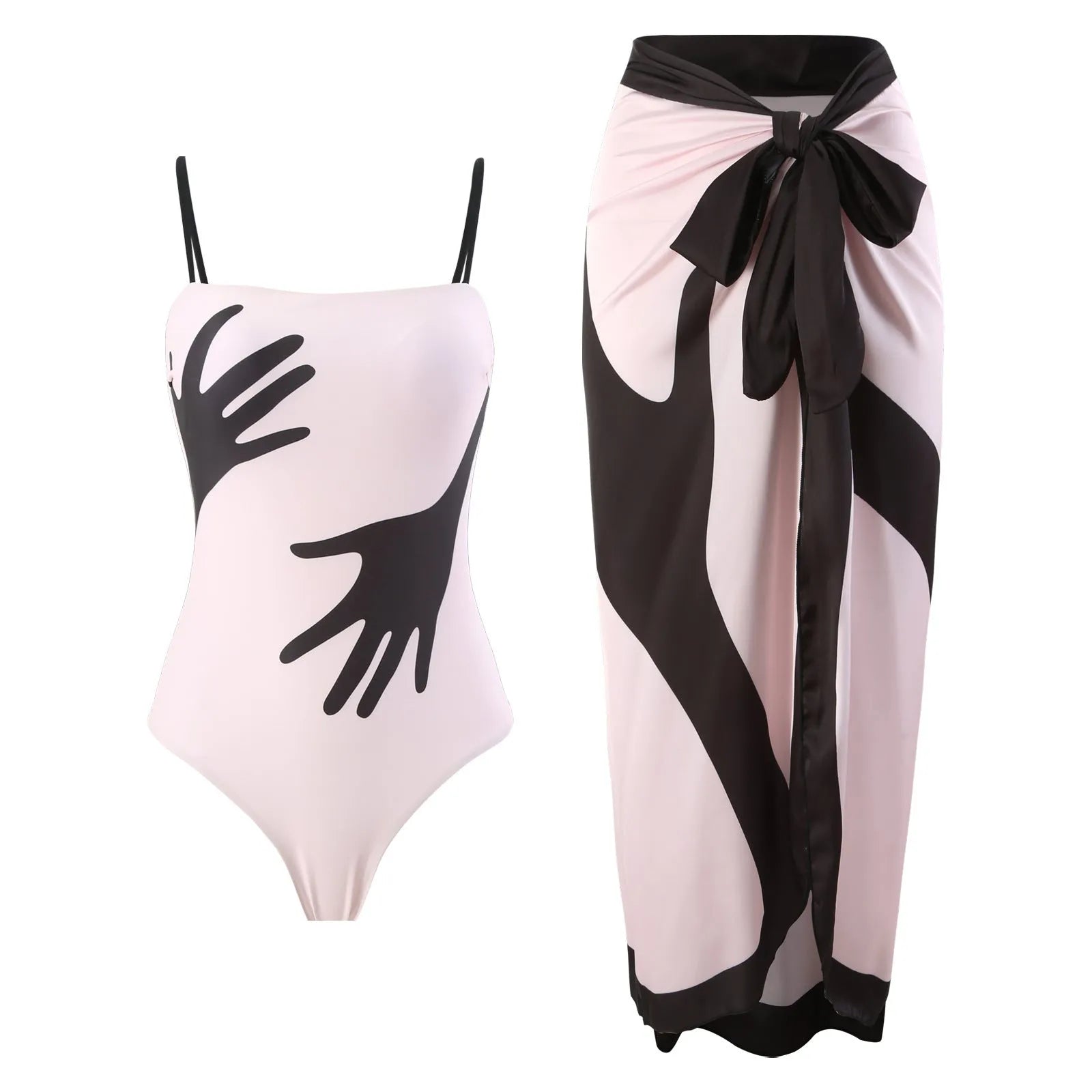 Women's two-piece bikini swimsuit with gauze skirt in polyester fabric