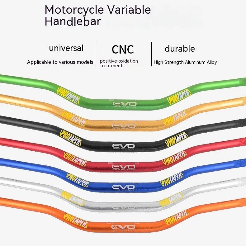 Orange aluminium motorcycle handlebar with 28mm diameter, 80cm width and 10cm rise