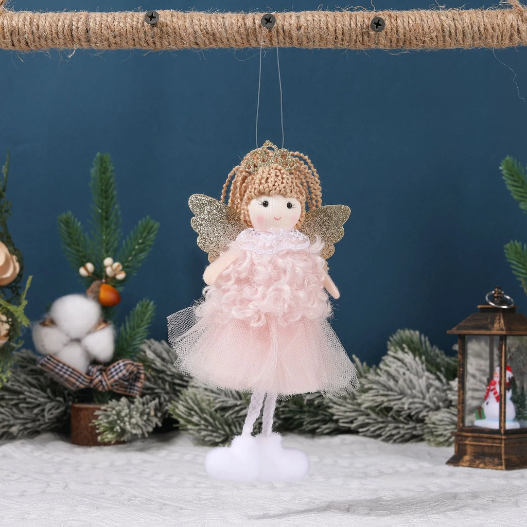Christmas angel girl pendant high ponytail hair accessory in cloth fabric with cartoon styling
