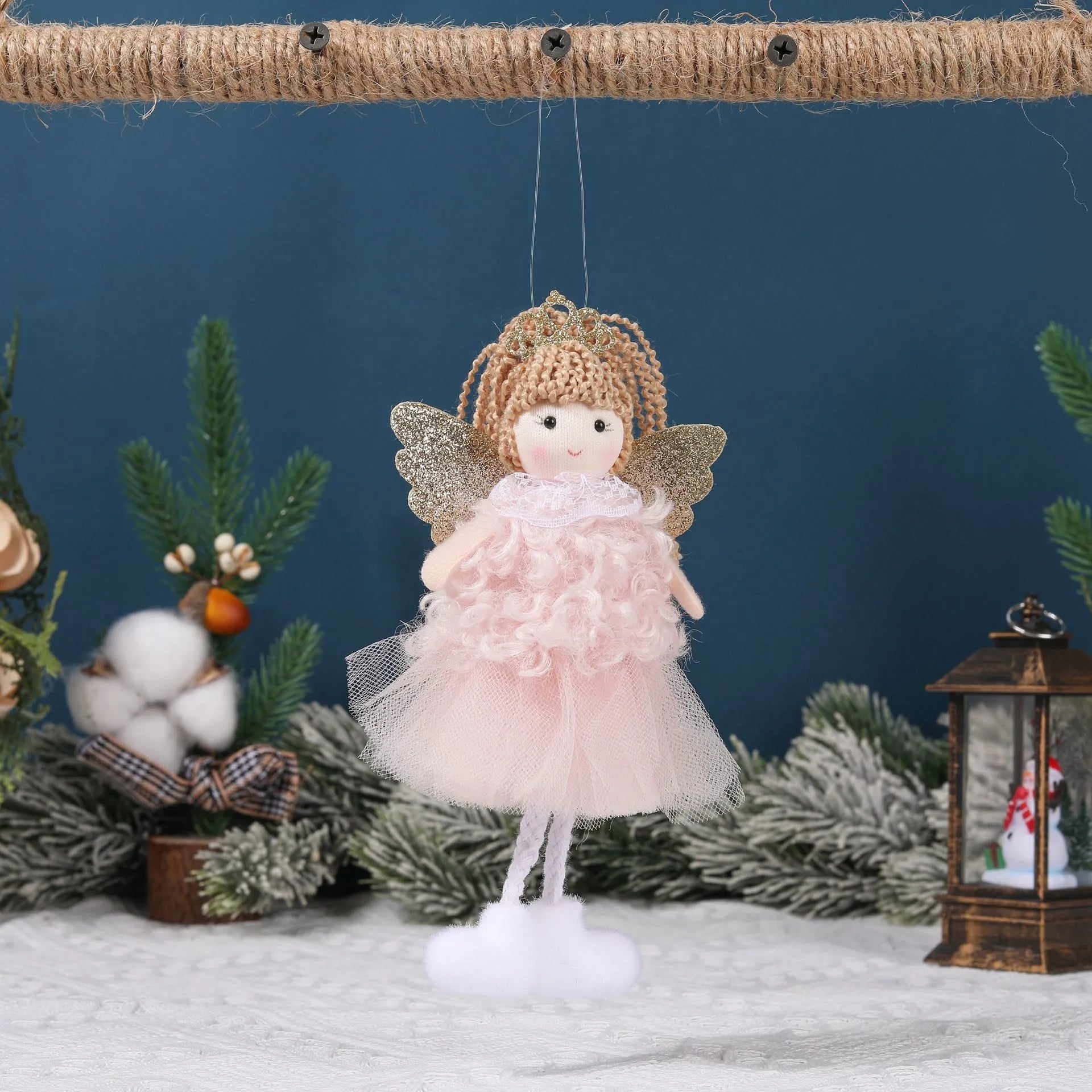 Christmas angel girl pendant high ponytail hair accessory in cloth fabric with cartoon styling