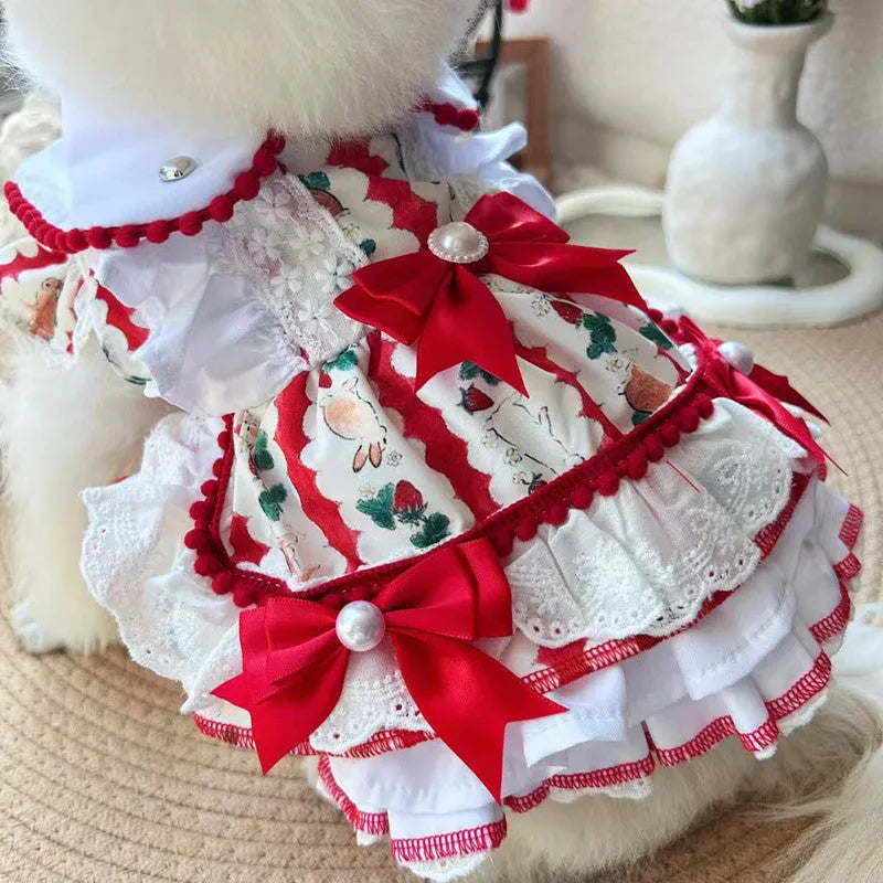 Princess style rabbit skirt dog dress costume for small pets with polyester material