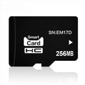 256MB TF format memory card with compact dimensions, presented in packaging.