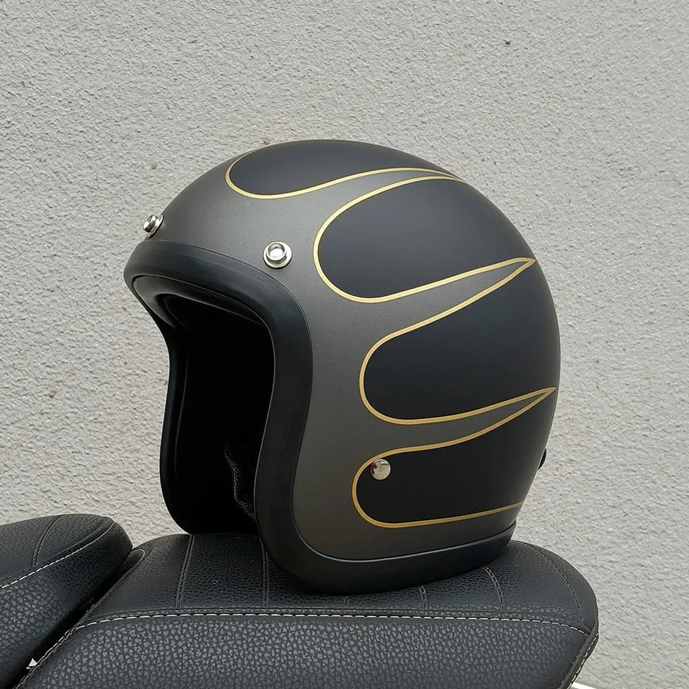 FRP retro-style half motorcycle helmet shown in a cement grey colour variant.