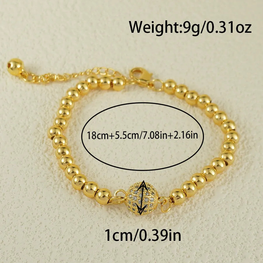 Women's Arabic style copper bracelet with heart shape and single ball zircon stones