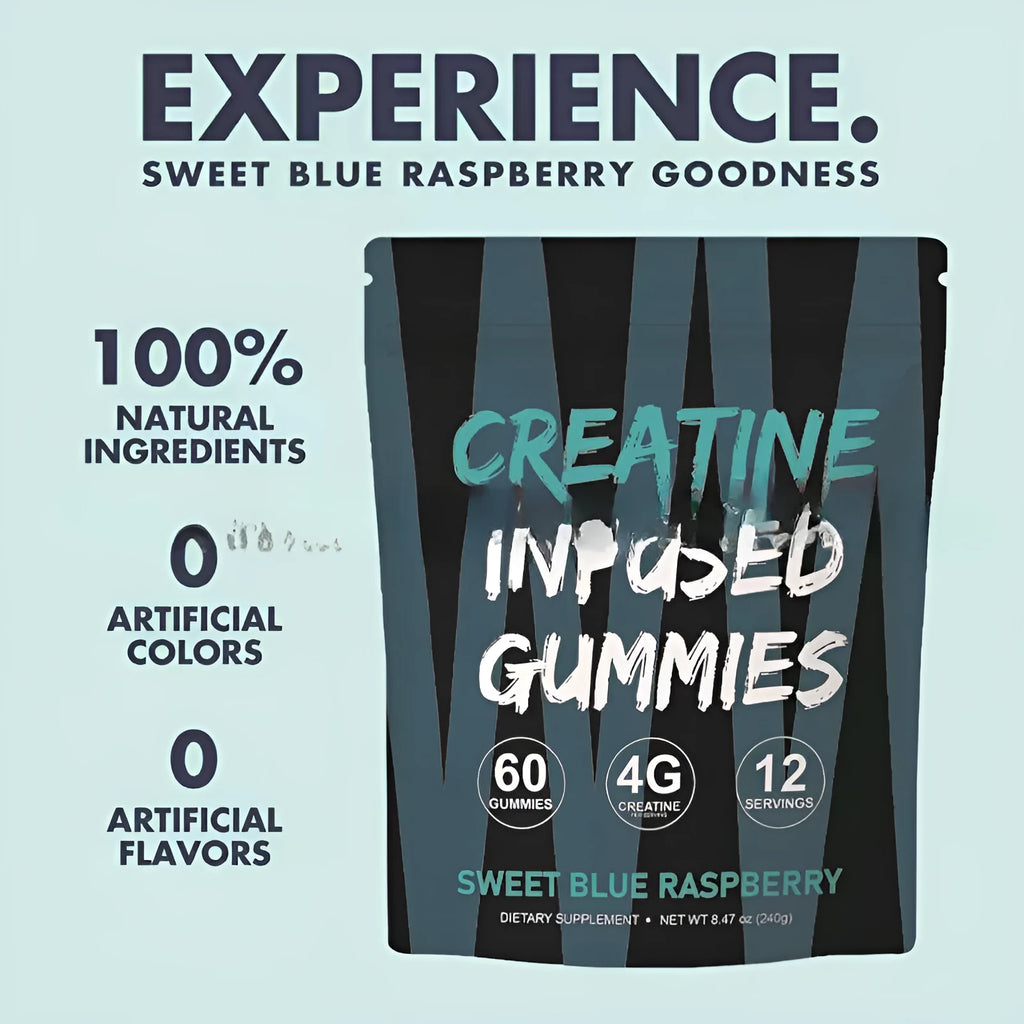 Creatine monohydrate nutritional supplement fitness gummy box with 60 pieces