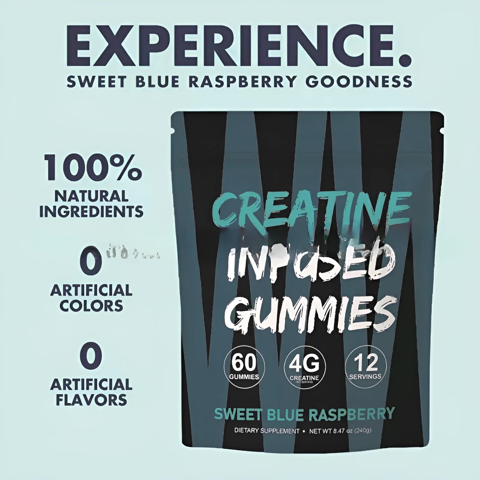 Creatine monohydrate nutritional supplement fitness gummy box with 60 pieces