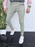 Men's slim-fit plaid trousers in RKKZ49 colour with straight leg and micro-elastic fabric.