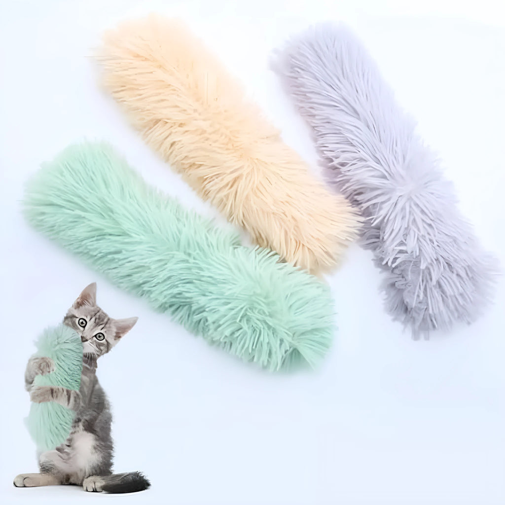 Soft plush interactive cat toy with crinkle sound and catnip filling for indoor play