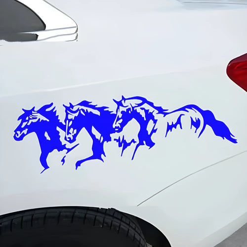 Three horses design car decal sticker measuring 25 by 8 cm in four colour options