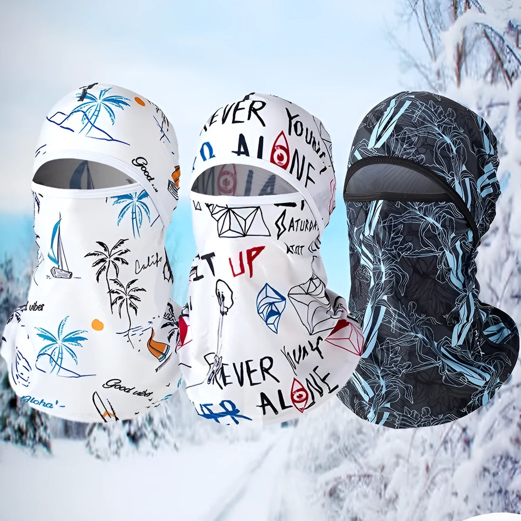 Cotton motorcycle head cover in street-style dome cap design with matching gloves