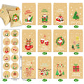 Retro kraft paper mini envelope set 24 pieces with stickers Christmas design 12.5x7.7cm