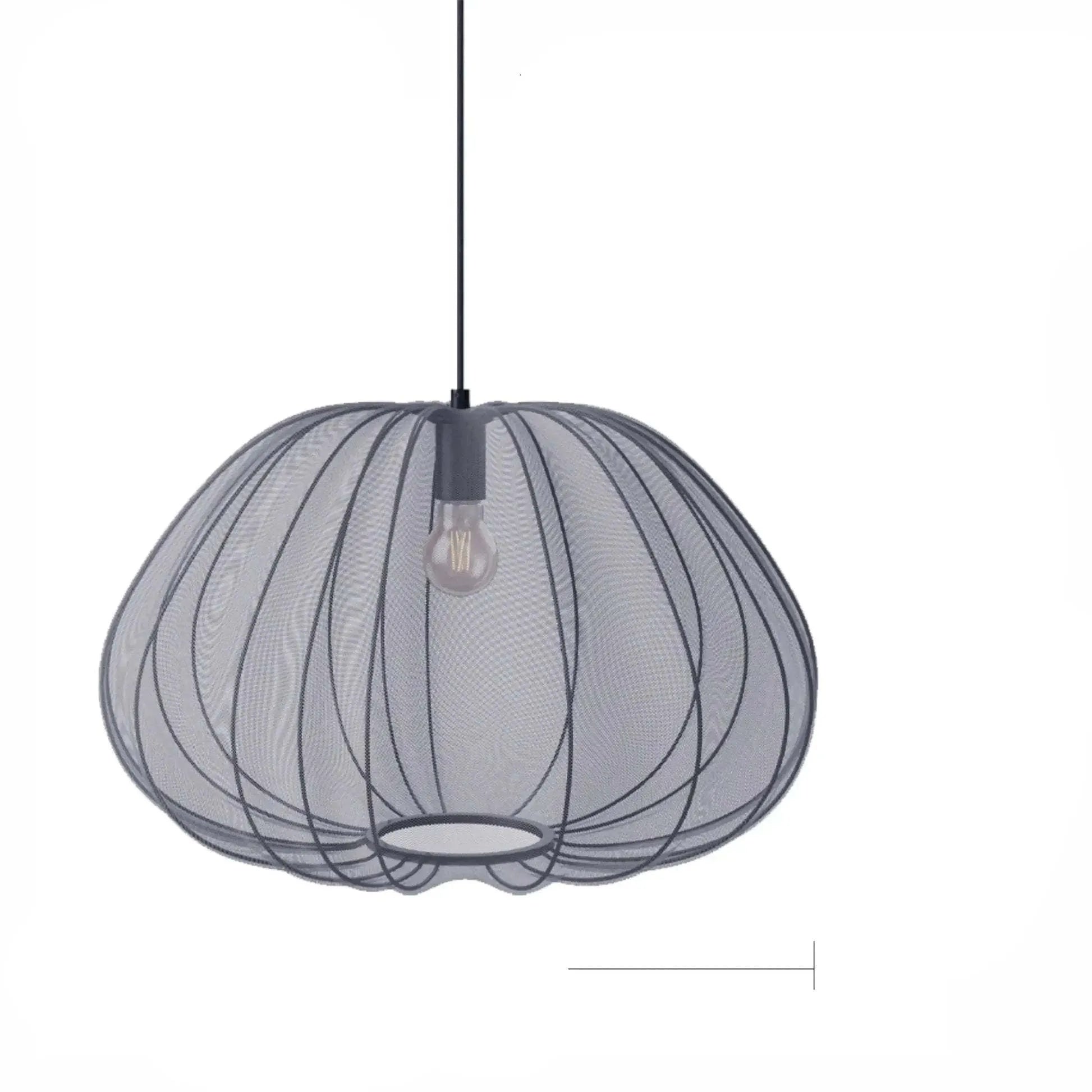 Japanese-style net pumpkin ceiling lamp with branch design in white or grey blue options
