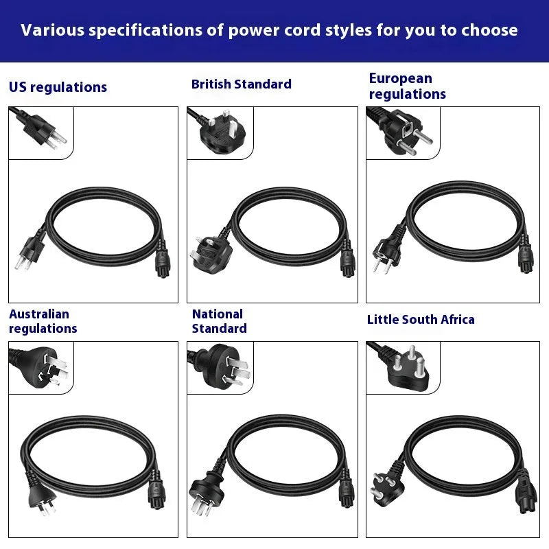 Black 65W USB Type-C laptop power adapter with international power cords