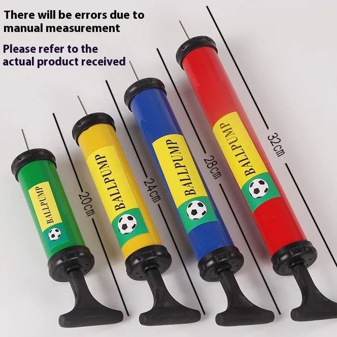 Manual plastic hand pump in mixed colour for inflating sports balls and balloons