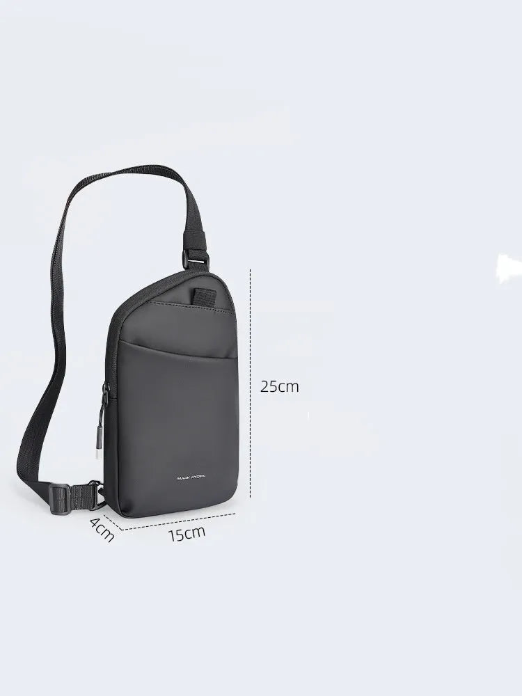 Men's elegant black Oxford cloth crossbody bag with simple styling and durable construction
