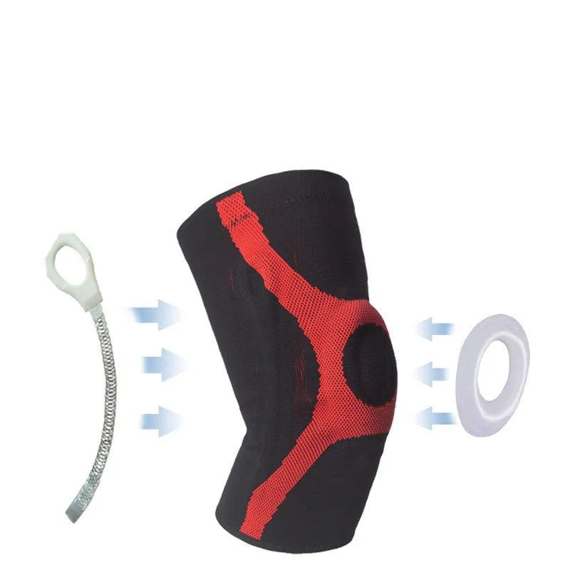 Red and grey silicone sports kneecaps for running and climbing protection