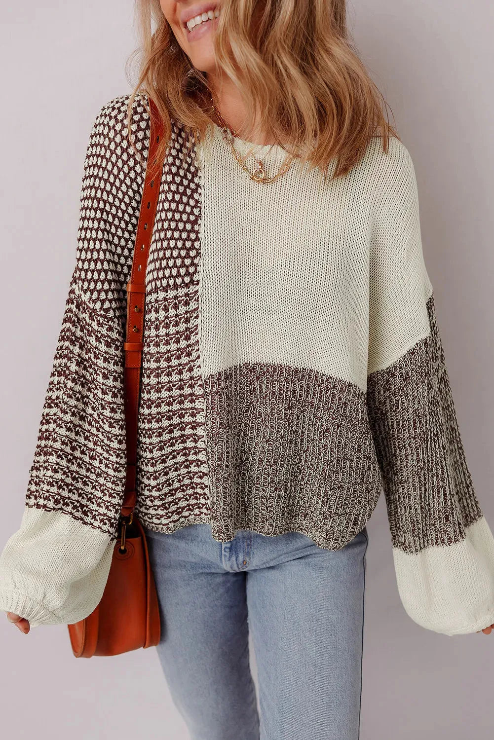 Dark khaki loose sweater with back tie detail and drop shoulder design