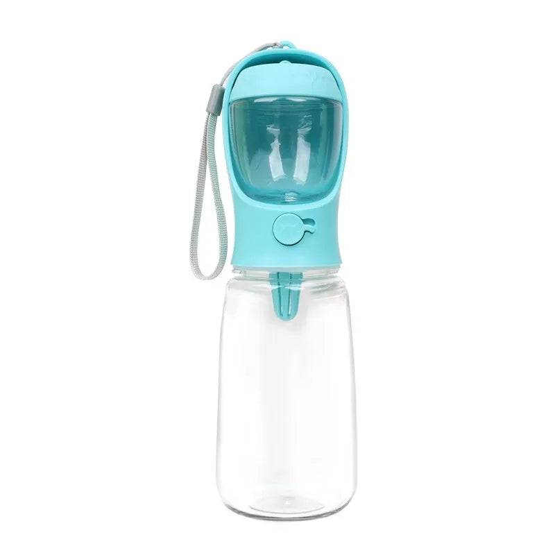 Blue dual-use portable dog drinking cup with two-in-one design for walks and outings