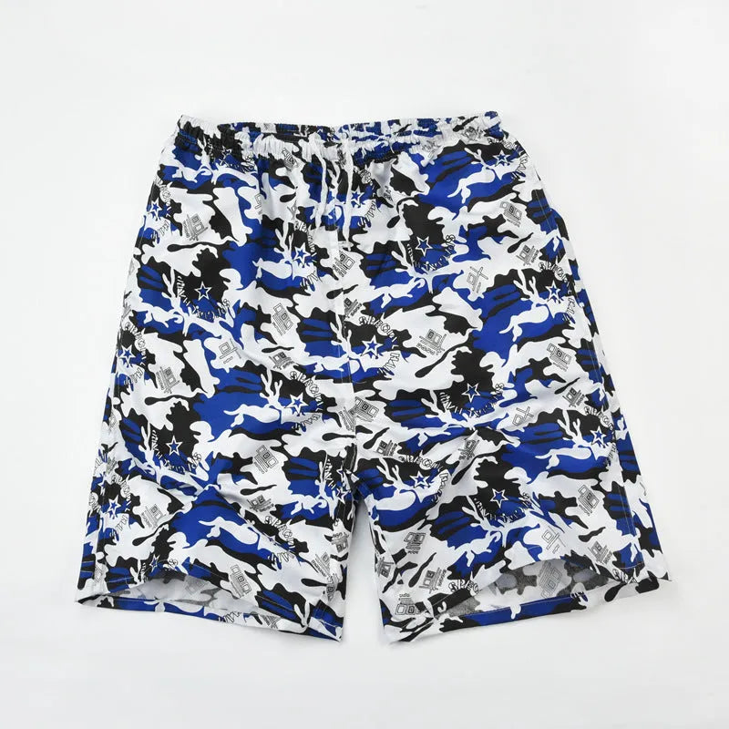 Men's casual floral print swimming trunks in a free size, made from polyester.