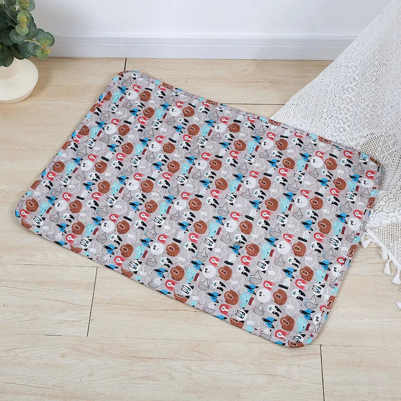 Reusable washable pet urine pad with animal pattern and waterproof gasket construction