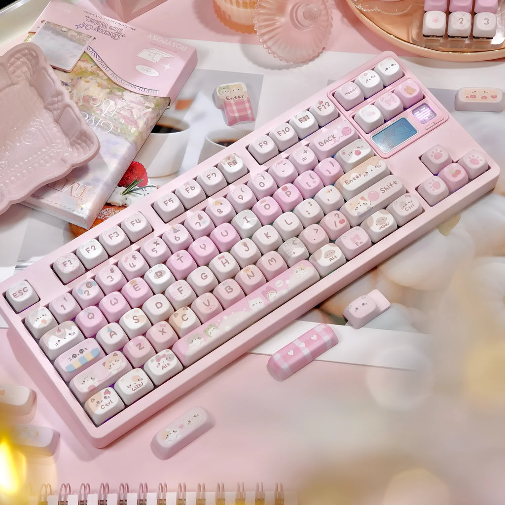 MOA Height pink cartoon design sublimation key caps for mechanical keyboards.